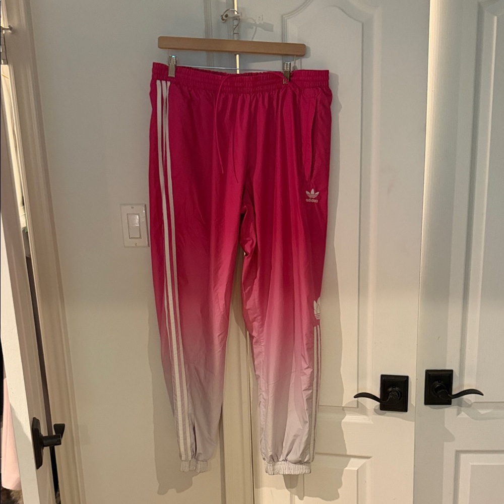 adidas Pink to White Ombre Kids Joggers with Classic Three Stripes